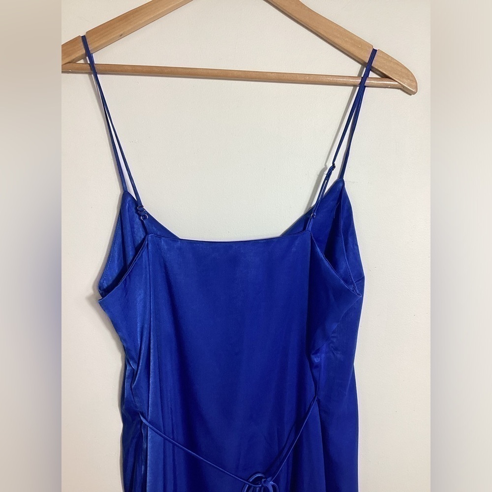 Urban Outfitters Slip Dress Large Cobalt Blue Satin Tie Back - Picture 5 of 13